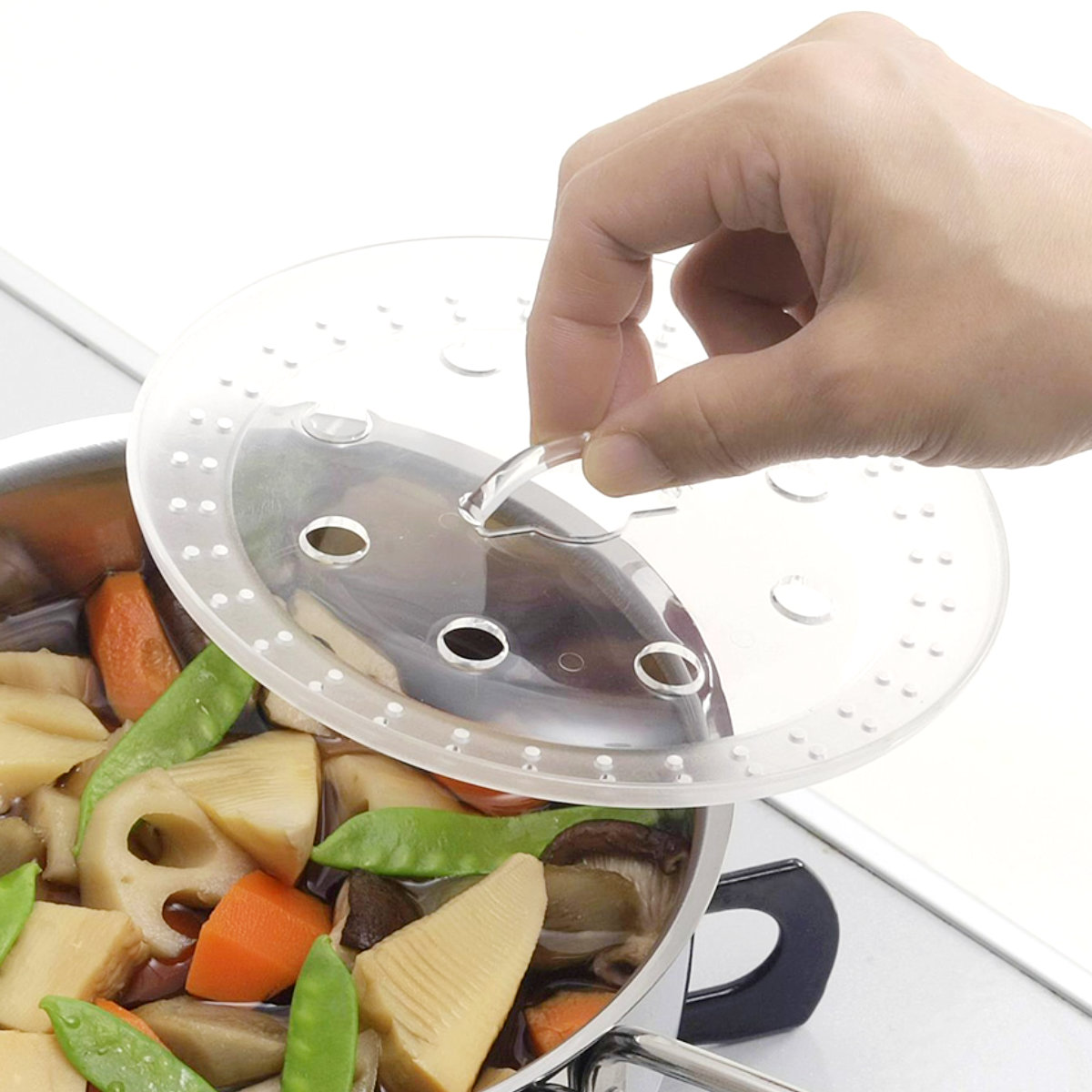 落とし蓋 16~18cm用 ママクック 煮込み具合が見える落とし蓋 日本製 ( Mamacook ふた 耐熱 プラスチック製 透明 掴みやすい 煮崩れしにくい 落しブタ おとしぶた 鍋ブタ 落し蓋 キッチンツール 下ごしらえ )