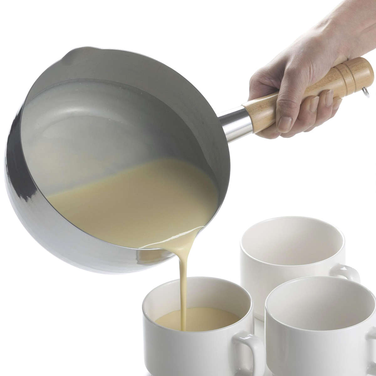 雪平鍋 20cm プロモデル 槌目 ゆきひら鍋 アヒル口付 日本製 ( IH対応 ガス火対応 行平鍋 片手鍋 20センチ 鍋 なべ 片手なべ アルミ鍋 アルミ 和鍋 軽量 注ぎ口 両口 天然木 ハンドル キッチン 調理用品 )