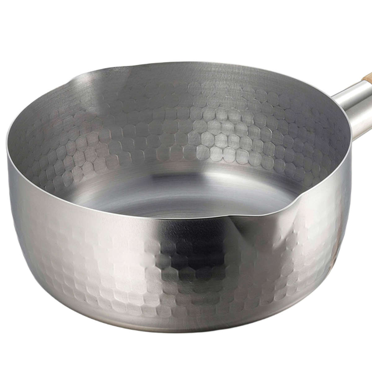 雪平鍋 20cm プロモデル 槌目 ゆきひら鍋 アヒル口付 日本製 ( IH対応 ガス火対応 行平鍋 片手鍋 20センチ 鍋 なべ 片手なべ アルミ鍋 アルミ 和鍋 軽量 注ぎ口 両口 天然木 ハンドル キッチン 調理用品 )