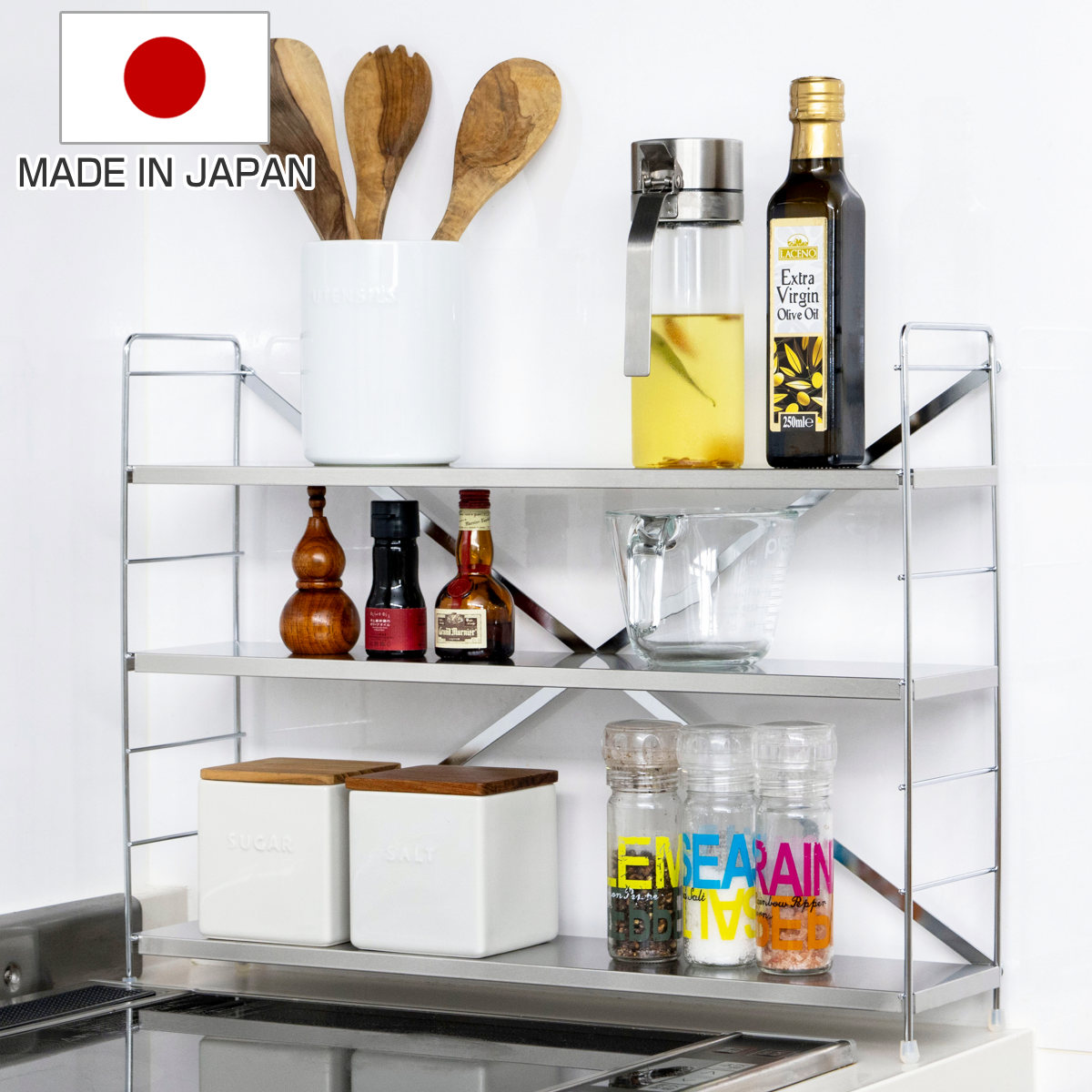 コンロサイドスパイスシェルフ　燕三条 コンロサイドスパイスラック 楽天市場】コンロサイド ラック 日本製 燕三条 奥行 14.5cm