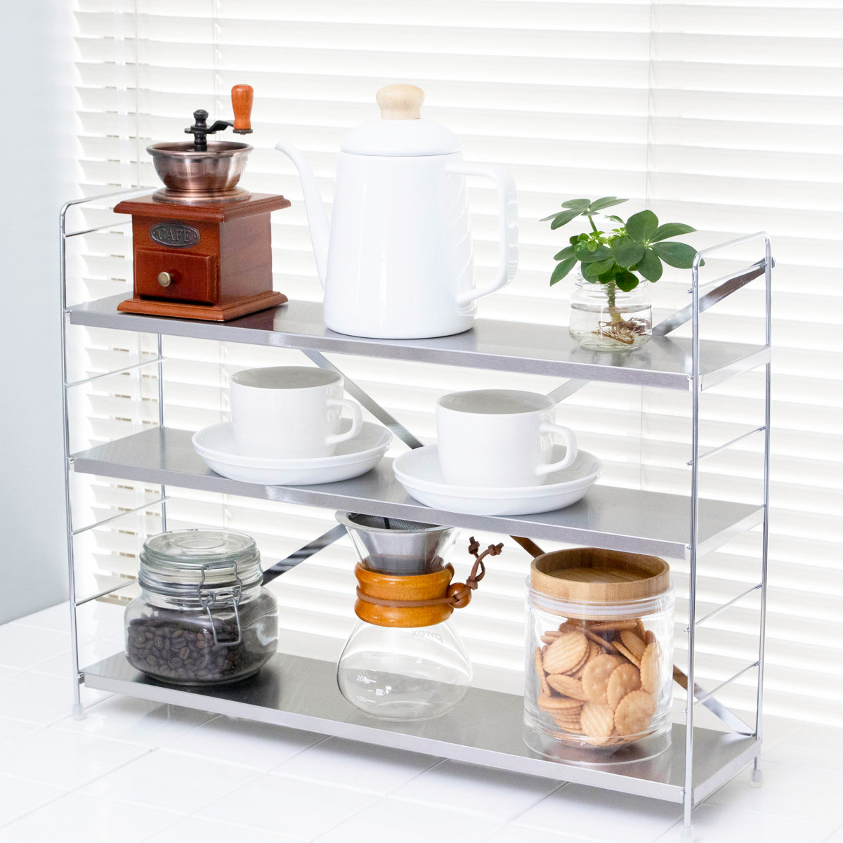 キッチンラック ステンレス棚コンロサイド収納 3段 ( ステンレス 日本製 コンロラック 調味料ラック レンジラック コンロサイドラック コンロ奥ラック 家電ラック スパイスラック 調味料棚 すき間 コンロ ラック 収納 三段 )