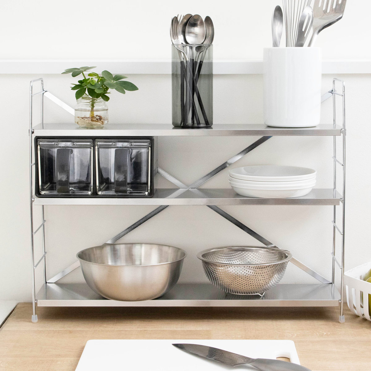 キッチンラック ステンレス棚コンロサイド収納 3段 ( ステンレス 日本製 コンロラック 調味料ラック レンジラック コンロサイドラック コンロ奥ラック 家電ラック スパイスラック 調味料棚 すき間 コンロ ラック 収納 三段 )