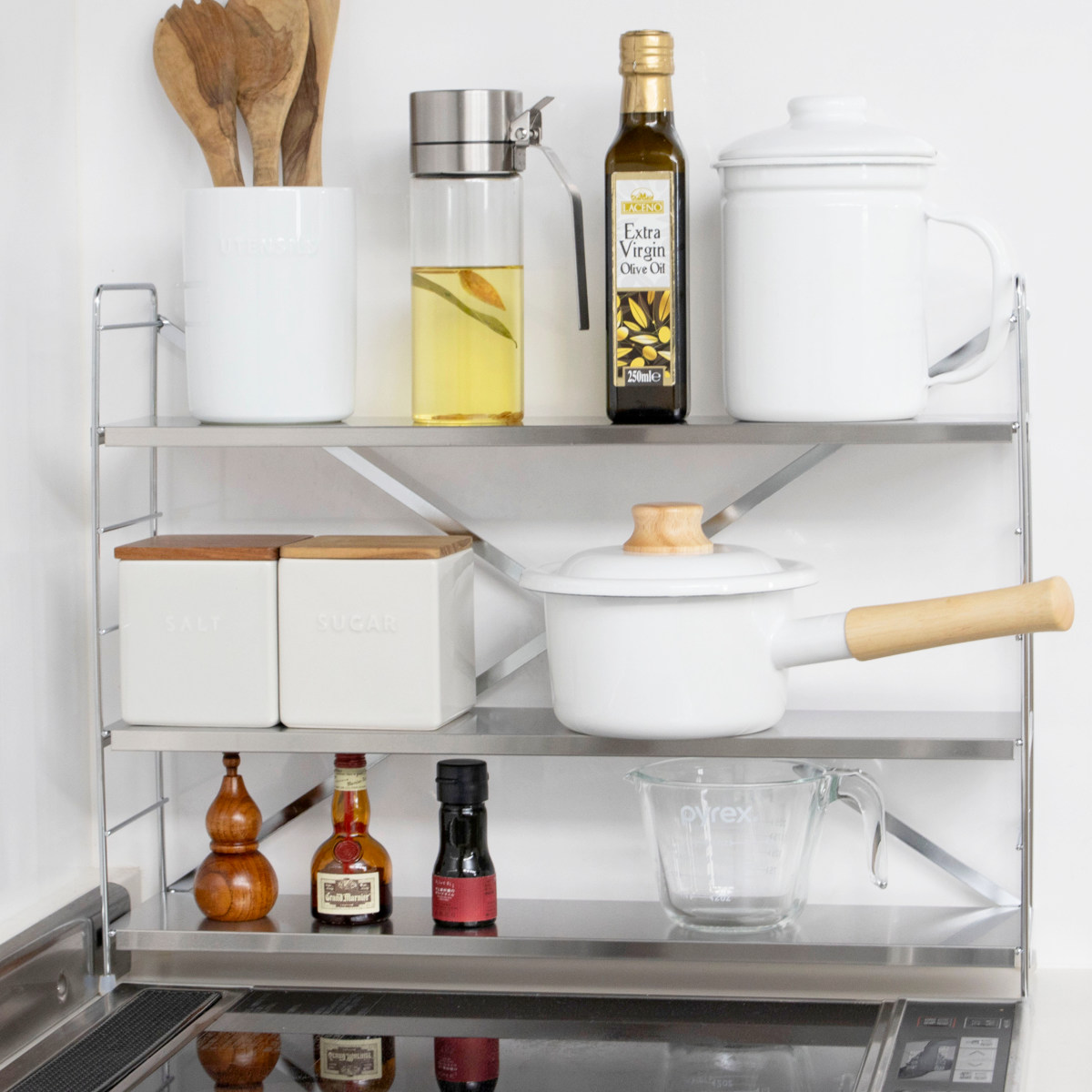 キッチンラック ステンレス棚コンロサイド収納 3段 ( ステンレス 日本製 コンロラック 調味料ラック レンジラック コンロサイドラック コンロ奥ラック 家電ラック スパイスラック 調味料棚 すき間 コンロ ラック 収納 三段 )