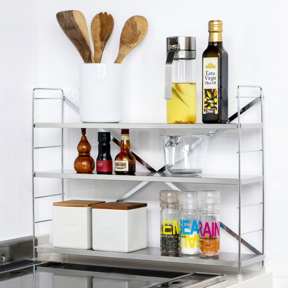 キッチンラック ステンレス棚コンロサイド収納 3段