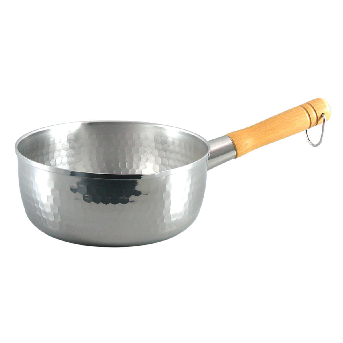 雪平鍋 18cm プロモデル 槌目 ゆきひら鍋 日本製 ( 行平鍋 IH対応 ガス火対応 片手鍋 18センチ 鍋 なべ 片手なべ アルミ鍋 アルミ 和鍋 軽量 天然木ハンドル 注ぎ口付き 両口 キッチン 調理用品 )