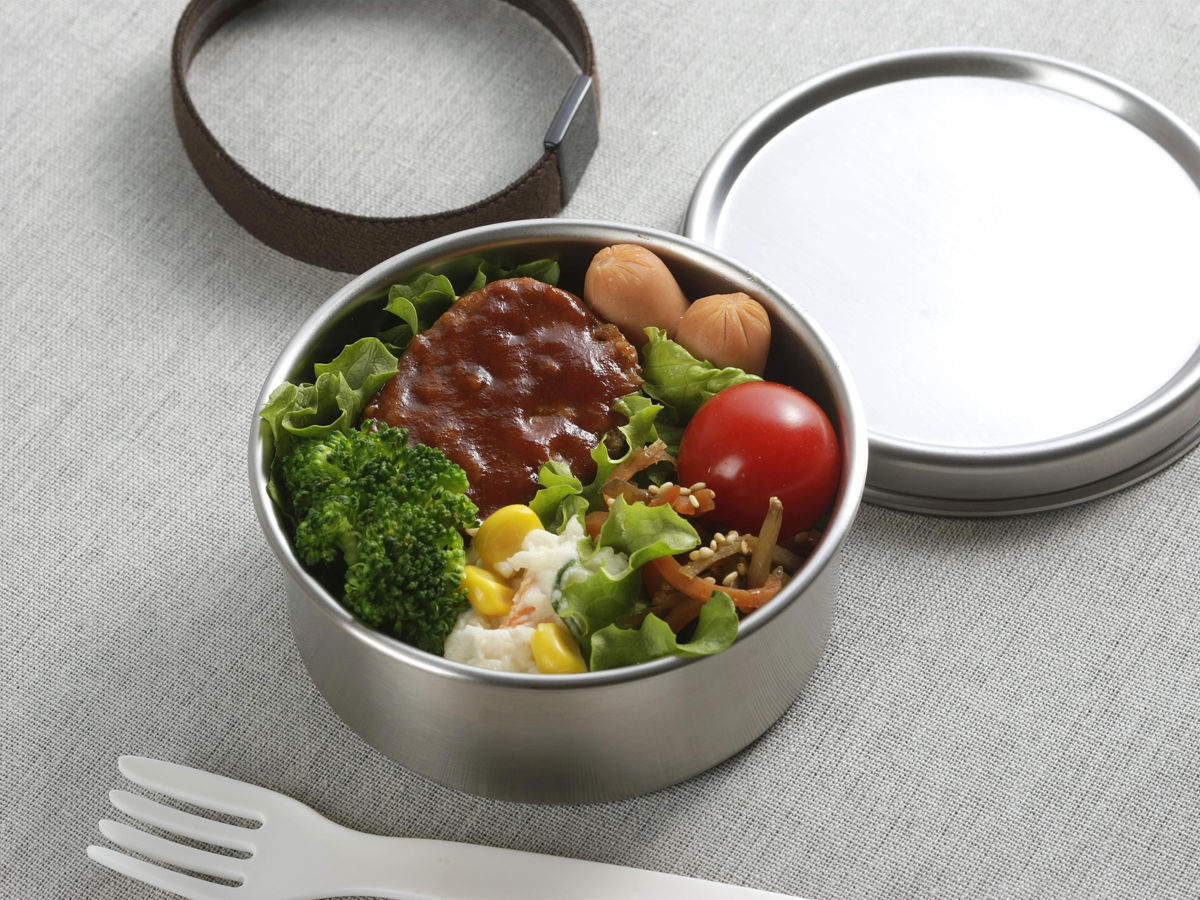 ランチボックス 300ml TSUBAME ステンレス 丸型 弁当箱 S 日本製 ( お弁当箱 女子 男子 大人 子供 1段 一段 ステンレス製 パッキン付き 弁当 お弁当 ベルト付き ランチベルト 1段弁当 )