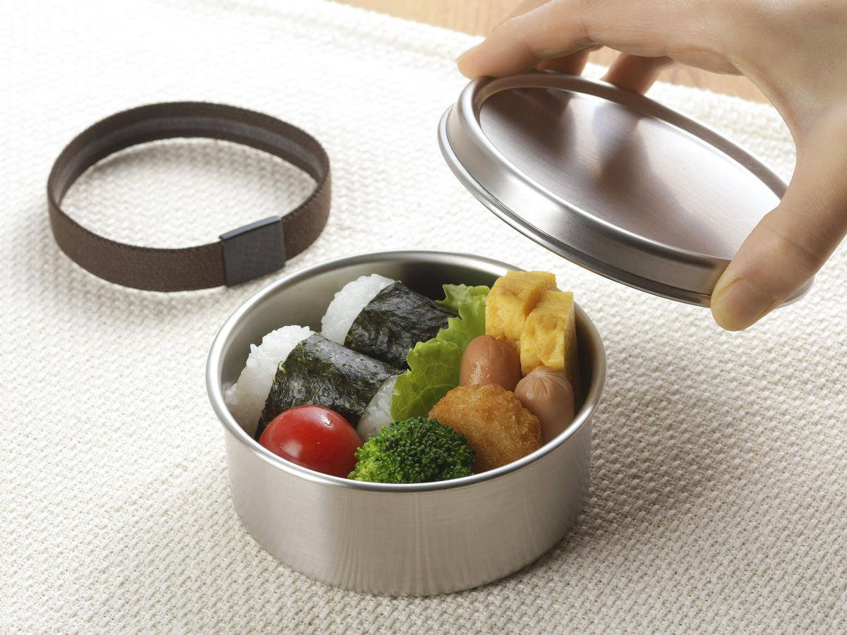 ランチボックス 300ml TSUBAME ステンレス 丸型 弁当箱 S 日本製 ( お弁当箱 女子 男子 大人 子供 1段 一段 ステンレス製 パッキン付き 弁当 お弁当 ベルト付き ランチベルト 1段弁当 )
