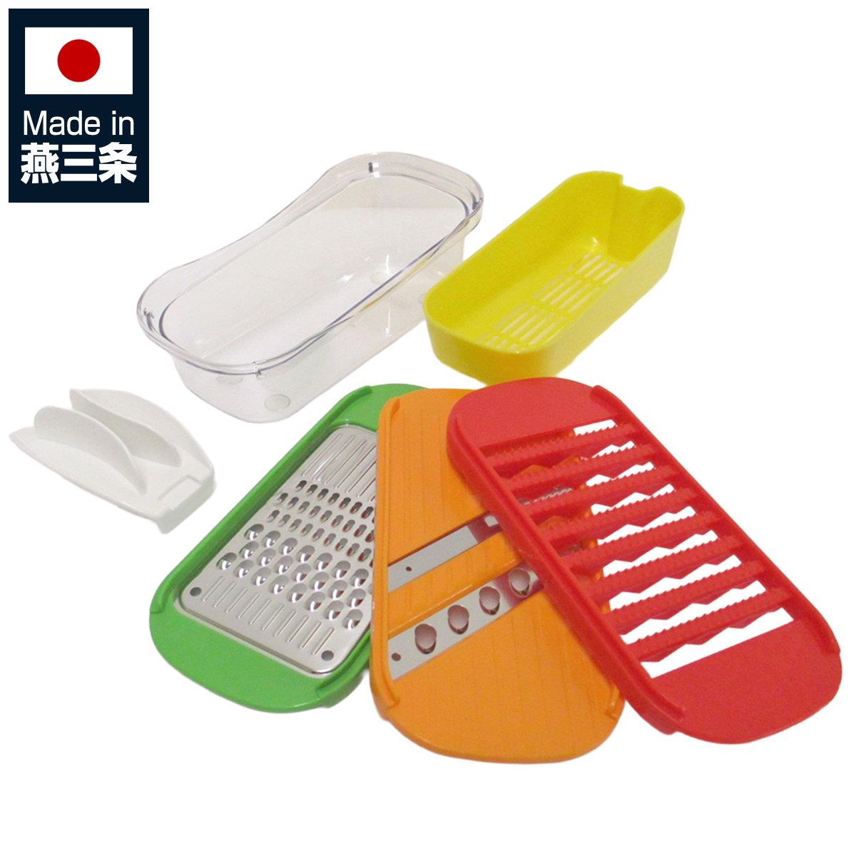調理器セット フルベジ 収納しやすい7種の調理器セット ( おろし器 千切り器 スライサー おろし金 指ガード付き 受け皿付き 日本製 食洗機対応 大根おろし 鬼おろし 薬味おろし オロシ器 つま切り 細切り 水切り 国産 多機能 )