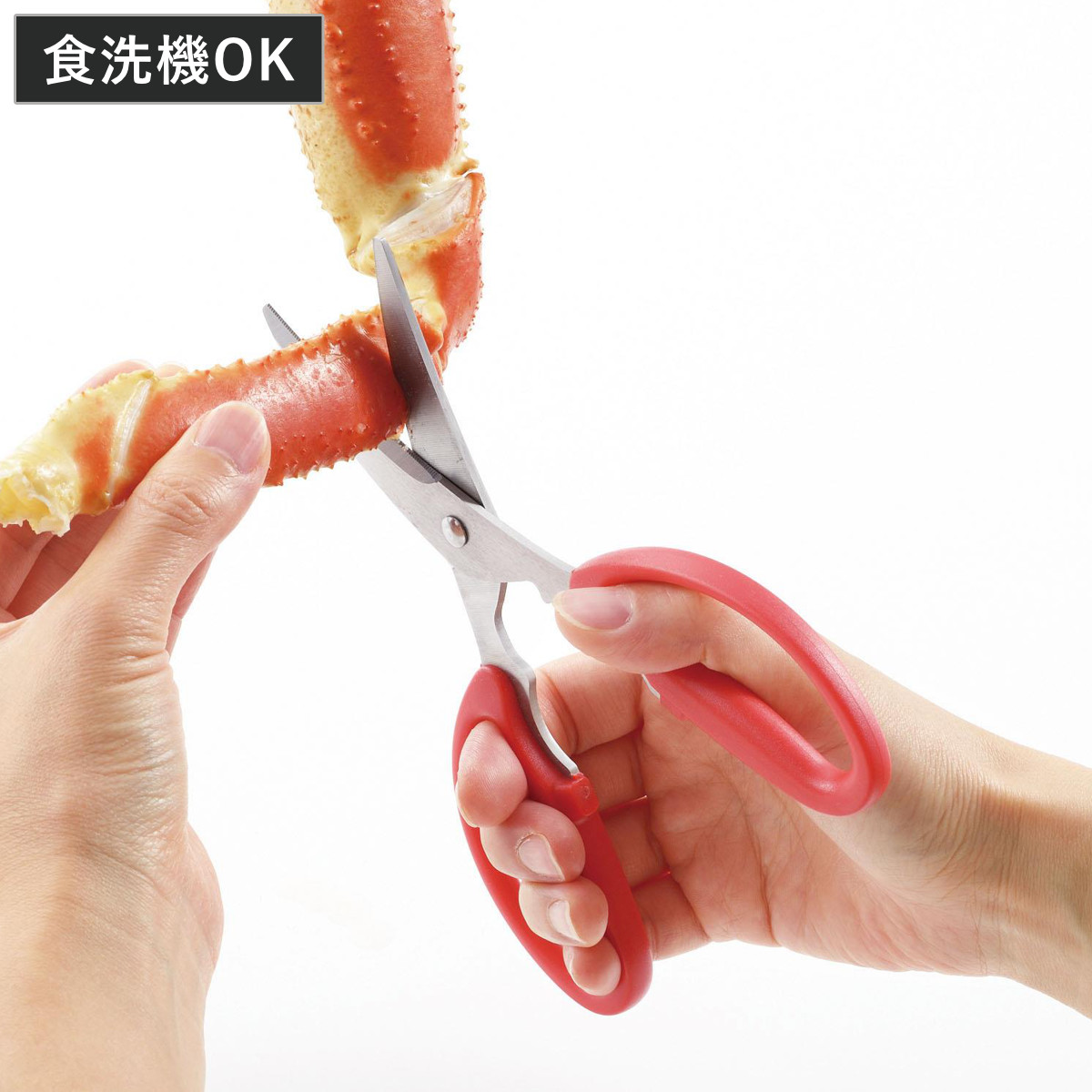 キッチンばさみ なべ友 カニスパはさみ ( かにはさみ 蟹ばさみ キッチンバサミ 調理バサミ 料理バサミ 食洗機対応 ステンレス カーブ刃 割る 下処理 下ごしらえ おしゃれ 安全 便利 カニ 蟹 殻 ロブスター )