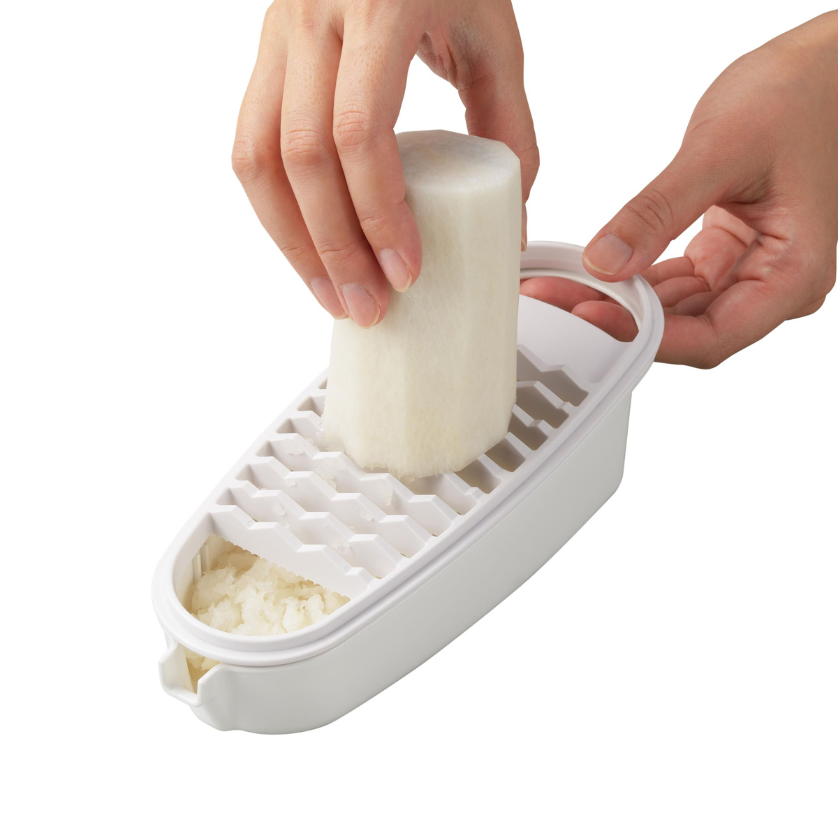 おろし器 なべ友 ふわシャキ両面オロシ ( おろし 大根おろし 鬼おろし おにおろし 薬味おろし 受け皿付き 日本製 水切り 容器 すりおろし 大根 だいこん ダイコン )