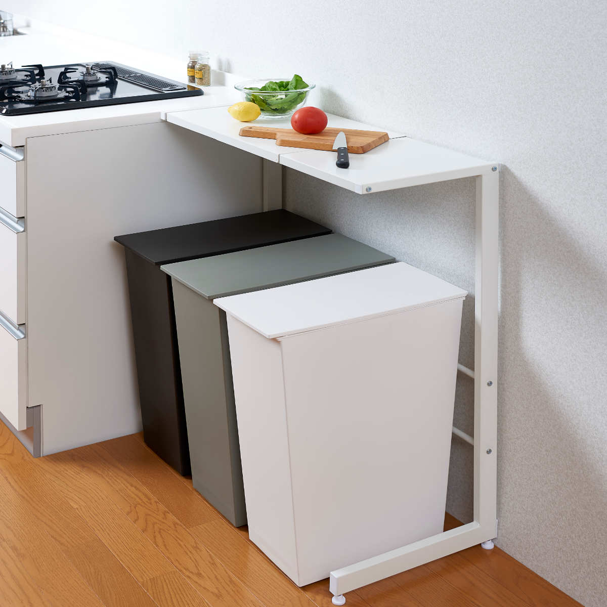 Dショッピング ゴミ箱上ラック 幅55 85cm 伸縮 スペースラック 1段 ごみ箱上ラック ゴミ箱 ラック ごみ箱 ごみ箱ラック ゴミ箱ラック 収納ラック 一段 伸縮式 一時置き ちょい置き 収納 ゴミ箱棚 ゴミ箱上収納 キッチン収納 おしゃれ カテゴリ キッチン収納