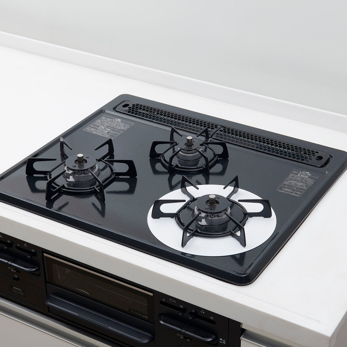 汚れ防止シート ベラスコート ガスコンロ 保護プレート サークル ( ガスマット 五徳マット コンロマット ガスコンロマット ガスコンロ用保護マット 日本製 繰り返し使える ガスレンジ トップ 耐熱 水だけで落ちる バーナーリング ) 【ブラック】 ブラック