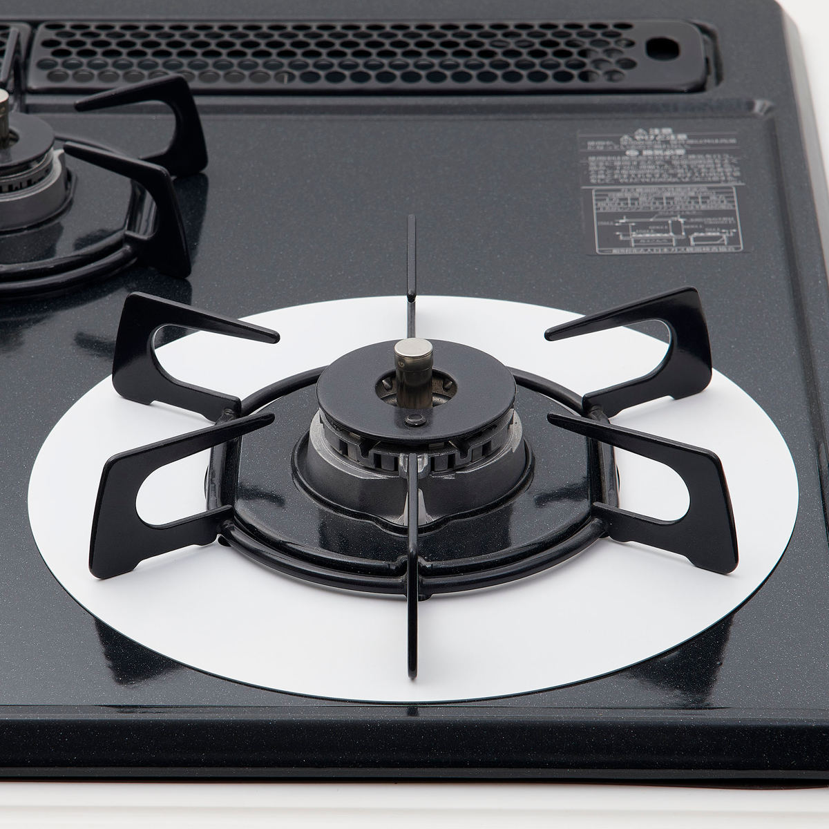 汚れ防止シート ベラスコート ガスコンロ 保護プレート サークル ( ガスマット 五徳マット コンロマット ガスコンロマット ガスコンロ用保護マット 日本製 繰り返し使える ガスレンジ トップ 耐熱 水だけで落ちる バーナーリング ) 【ブラック】 ブラック