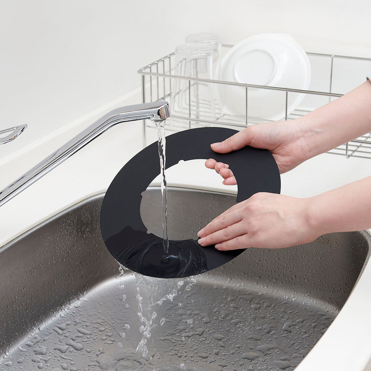 汚れ防止シート ベラスコート ガスコンロ 保護プレート サークル ( ガスマット 五徳マット コンロマット ガスコンロマット ガスコンロ用保護マット 日本製 繰り返し使える ガスレンジ トップ 耐熱 水だけで落ちる バーナーリング ) 【ブラック】 ブラック