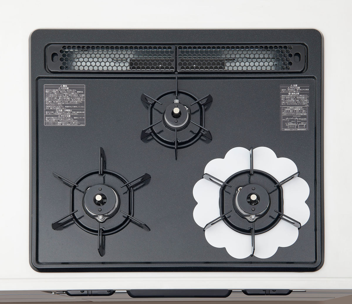 汚れ防止シート ベラスコート ガスコンロ 保護プレート フラワー ( ガスマット 五徳マット コンロマット ガスコンロマット ガスコンロ用保護マット 日本製 繰り返し使える ガスレンジ トップ 耐熱 水だけで落ちる バーナーリング ) 【ブラック】 ブラック