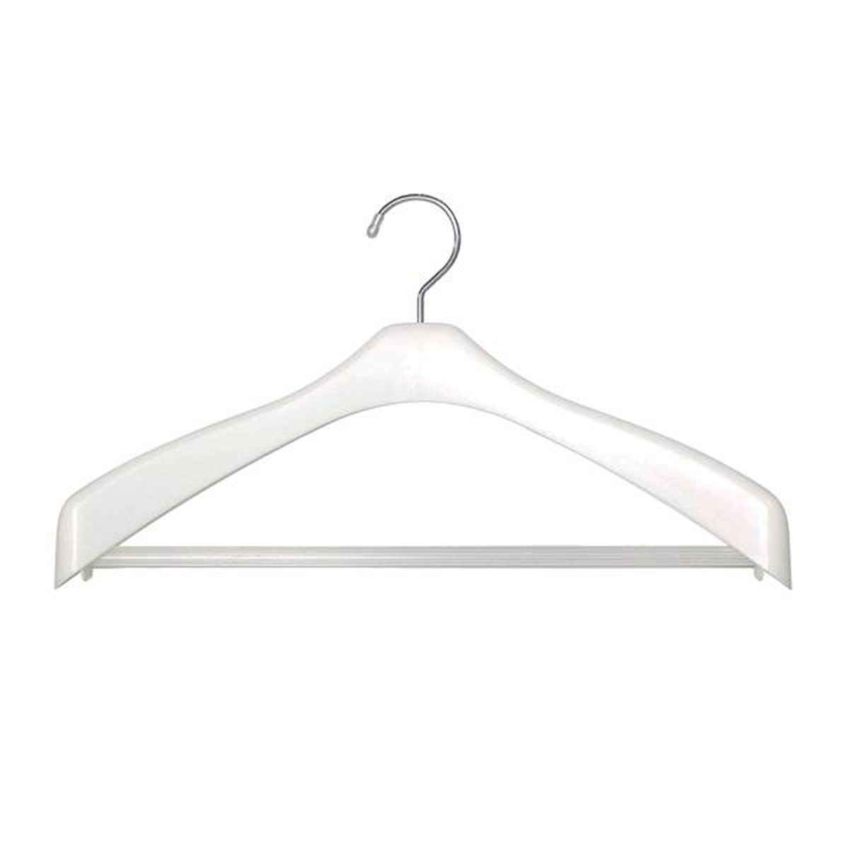 ジャケットハンガー Livido ジャケットストップ42 同色5本組 ( スーツハンガー 肩幅42cm 衣類ハンガー 5本セット 回転フック スラックスバー付き フォーマルハンガー ジャケット用ハンガー バー付き 5本 型崩れ防止 ) 【パールピンク】 パールピンク