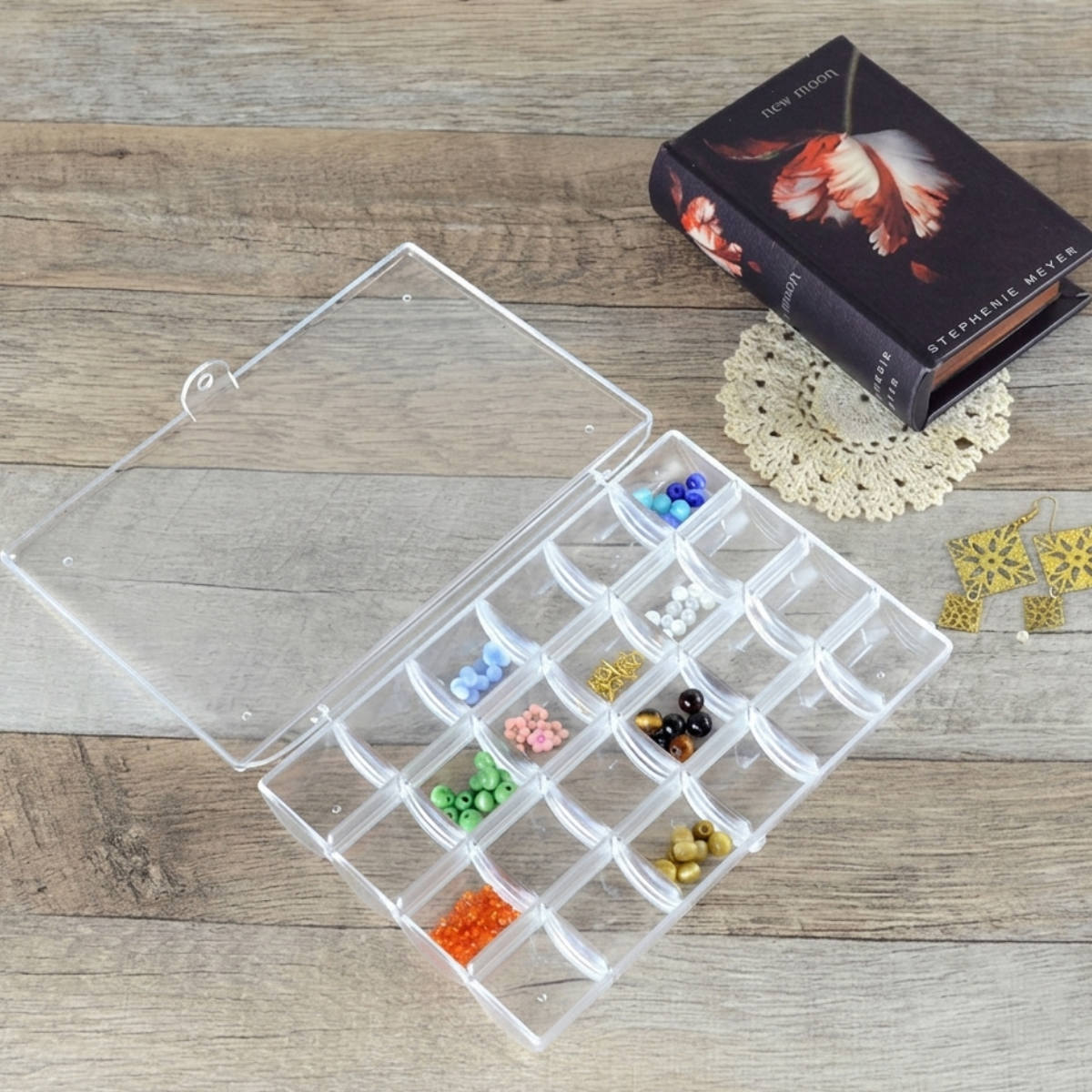 ビーズケース Natif ナティーフ 24分割 小物ケース （ 小物入れ アクセサリー収納 アクセサリーケース ハンドクラフト 小物収納 収納ボックス プラスチックケース 透明 ビーズ収納 パーツ収納 仕切り付き ビーズアクセサリー ）