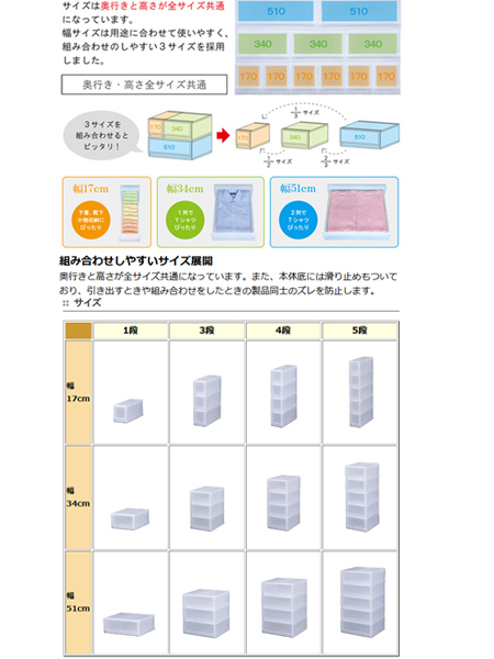 dショッピング |収納ケース プラスト 半透明タイプ 4段 幅51×高さ75.5