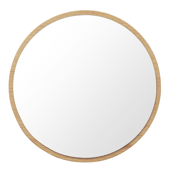 壁掛けミラー ウォールミラー ハビット まる ( 鏡 壁掛け ミラー ドレッサー 飛散防止 収納 国産 日本製 ルームミラー 洗面所 木目 木製 ) 【ブラウン】 ブラウン