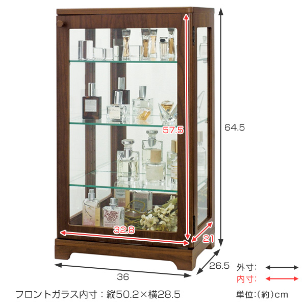 コレクションケース ガラスケース 背面ミラー 高さ64.5cm （ ガラス