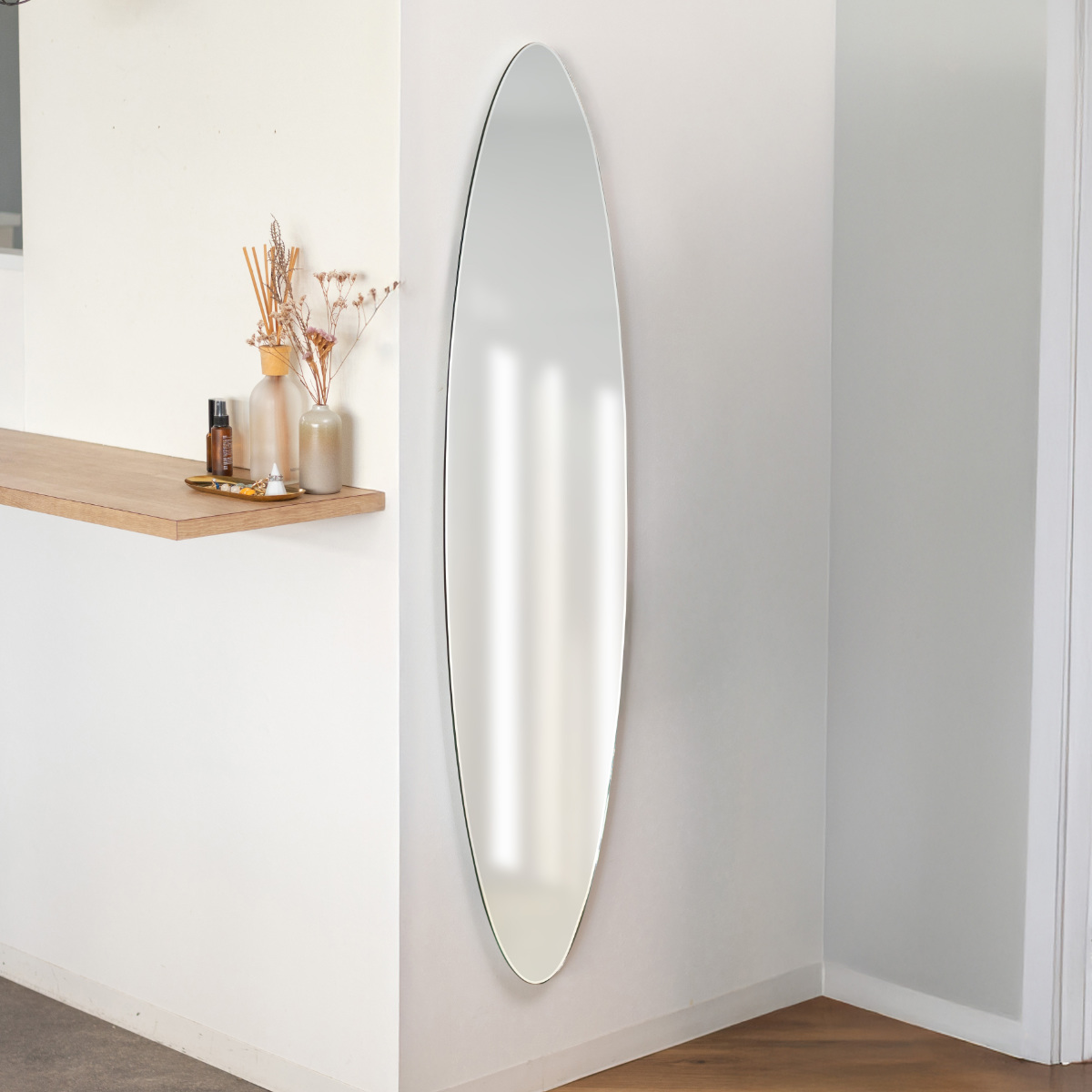 dショッピング |ミラー 壁掛け ウォールミラー 40×145cm オーバル