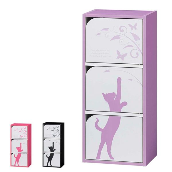 カラーボックス ラック 3段 扉付 シャローゼ 幅39cm （ 収納ボックス