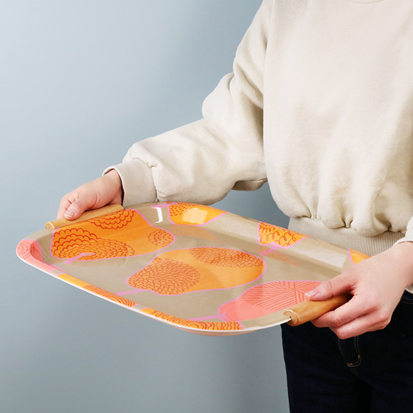 トレー isso ecco イッソ・エッコ ファブリックトレー 持ち手付き ペアー 梨柄 46cm ベージュ ( お盆 トレイ 布 取っ手付き 角 盆 ナシ 梨 キッチントレー 配膳 キッチン用品 角型 おしゃれ かわいい ) 【ベージュ】 ベージュ