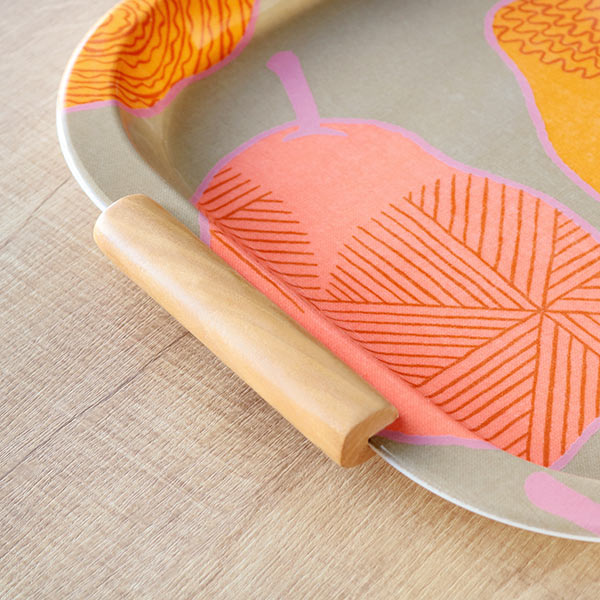 トレー isso ecco イッソ・エッコ ファブリックトレー 持ち手付き ペアー 梨柄 46cm ベージュ ( お盆 トレイ 布 取っ手付き 角 盆 ナシ 梨 キッチントレー 配膳 キッチン用品 角型 おしゃれ かわいい ) 【ベージュ】 ベージュ