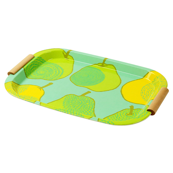 トレー isso ecco イッソ・エッコ ファブリックトレー 持ち手付き ペアー 梨柄 46cm ベージュ ( お盆 トレイ 布 取っ手付き 角 盆 ナシ 梨 キッチントレー 配膳 キッチン用品 角型 おしゃれ かわいい ) 【ベージュ】 ベージュ