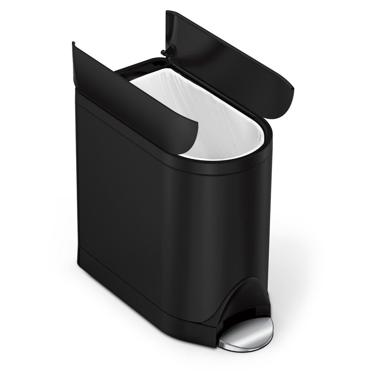 ゴミ箱 10L simplehuman 正規品 バタフライステップ ペダル式 ブラックスチール ( ごみ箱 10リットル シンプルヒューマン メーカー保証付 ふた付き スリム ペダル 棚下設置 インナーペール付 スタイリッシュ ステンレス )