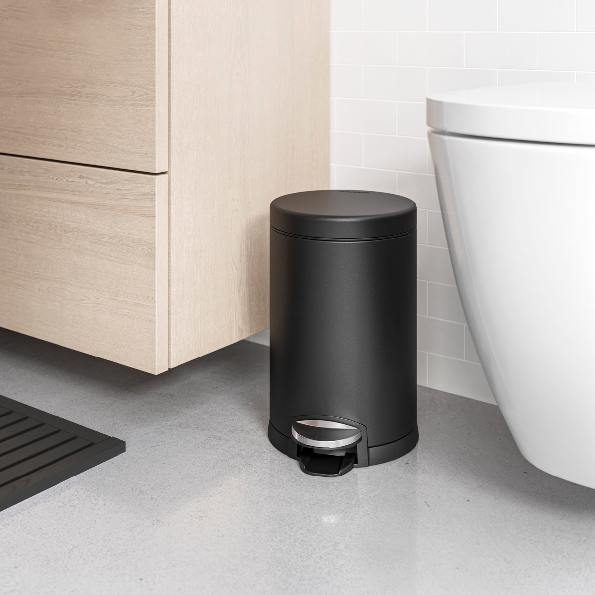 ゴミ箱 4.5L simplehuman 正規品 ラウンドステップ ペダル式 ブラック ( ごみ箱 4.5リットル シンプルヒューマン メーカー保証付 ふた付き コンパクト 筒型 インナーペール付 サニタリーボックス 小さい ステンレス スタイリッシュ )