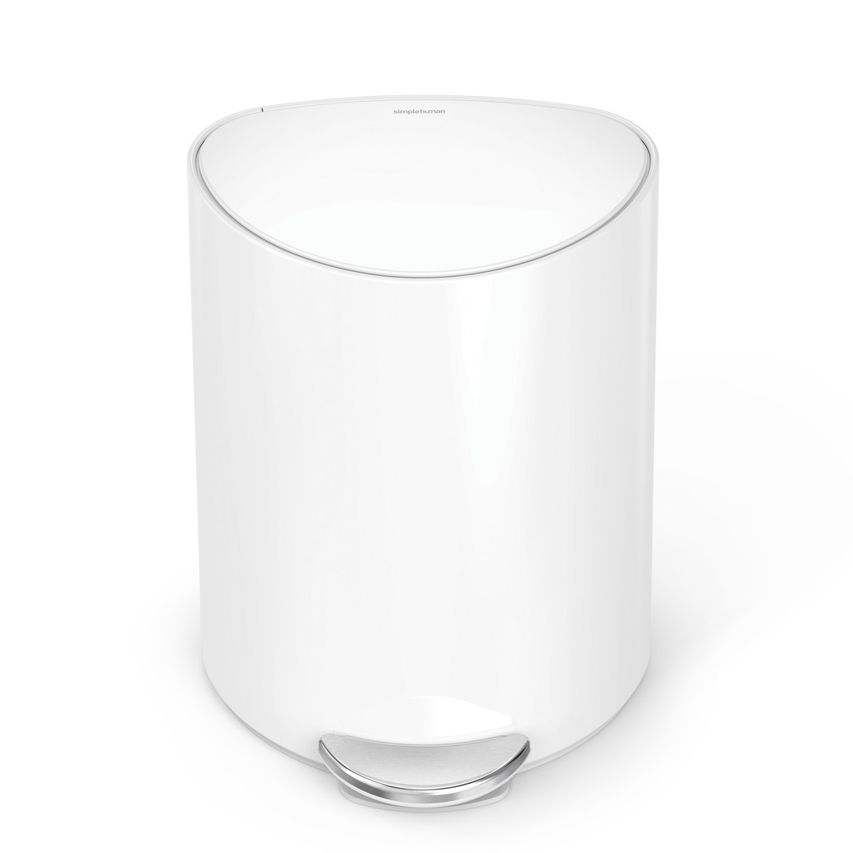 ゴミ箱 6L simplehuman 正規品 セミラウンドステップカン ペダル式 ホワイト ( ごみ箱 6リットル シンプルヒューマン メーカー保証付 ふた付き スリム 半円 省スペース ステンレス スタイリッシュ ゴミ袋 収納 インナーペール付 )