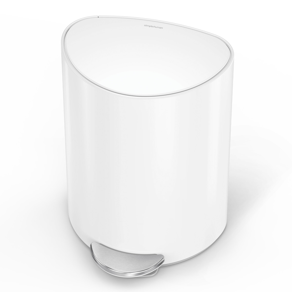 ゴミ箱 6L simplehuman 正規品 セミラウンドステップカン ペダル式 ホワイト ( ごみ箱 6リットル シンプルヒューマン メーカー保証付 ふた付き スリム 半円 省スペース ステンレス スタイリッシュ ゴミ袋 収納 インナーペール付 )