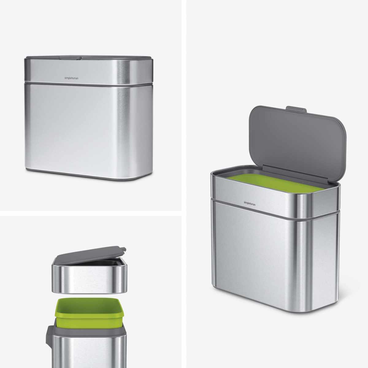 ゴミ箱 4L 正規品 simplehuman コンポストキャディ ( ごみ箱 4.5リットル シンプルヒューマン 卓上 生ごみ メーカー保証付き ふた付き 小さい インナーペール付き ステンレス キッチン コンパクト )