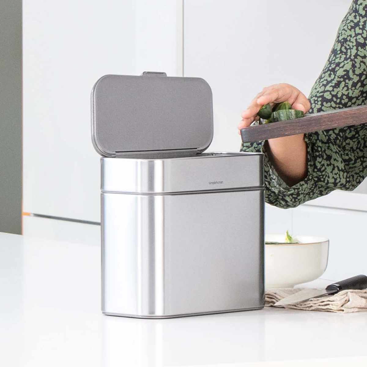 ゴミ箱 4L 正規品 simplehuman コンポストキャディ ( ごみ箱 4.5リットル シンプルヒューマン 卓上 生ごみ メーカー保証付き ふた付き 小さい インナーペール付き ステンレス キッチン コンパクト )