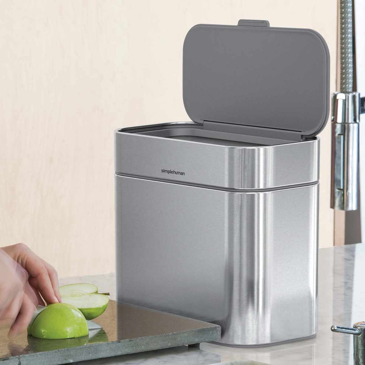 ゴミ箱 4L 正規品 simplehuman コンポストキャディ ( ごみ箱 4.5リットル シンプルヒューマン 卓上 生ごみ メーカー保証付き ふた付き 小さい インナーペール付き ステンレス キッチン コンパクト )