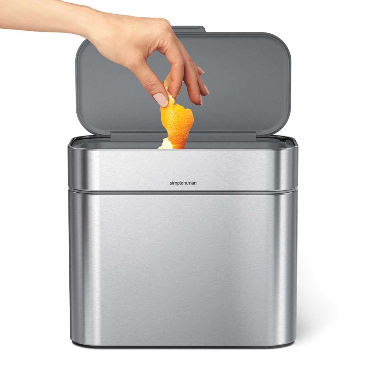 ゴミ箱 4L 正規品 simplehuman コンポストキャディ ( ごみ箱 4.5リットル シンプルヒューマン 卓上 生ごみ メーカー保証付き ふた付き 小さい インナーペール付き ステンレス キッチン コンパクト )