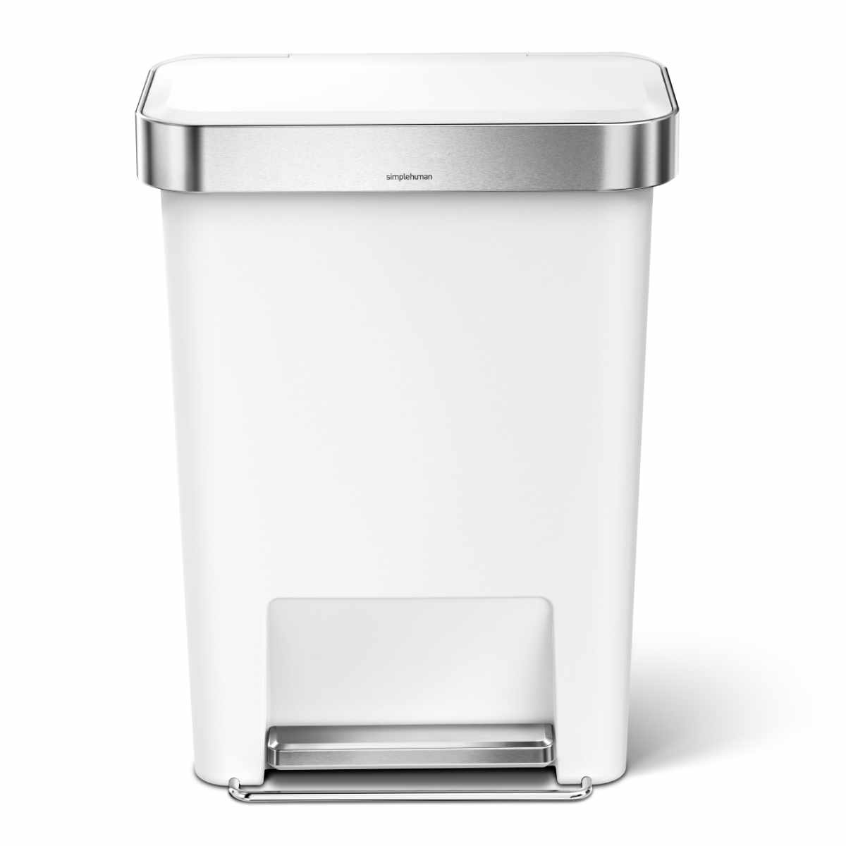 ゴミ箱 45L 正規品 simplehuman プラスチックレクタンギュラ-ステップカン ( ごみ箱 4.5リットル シンプルヒューマン ペダル メーカー保証付き ふた付き キッチン 抗菌加工 ステンレス 袋が見えにくい 指紋が付きにくい ) 【ホワイト】 ホワイト