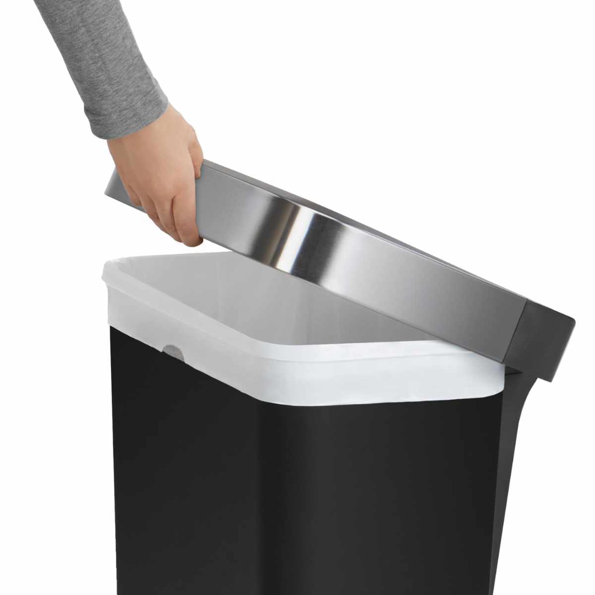 ゴミ箱 45L 正規品 simplehuman プラスチックレクタンギュラ-ステップカン ( ごみ箱 4.5リットル シンプルヒューマン ペダル メーカー保証付き ふた付き キッチン 抗菌加工 ステンレス 袋が見えにくい 指紋が付きにくい ) 【ホワイト】 ホワイト