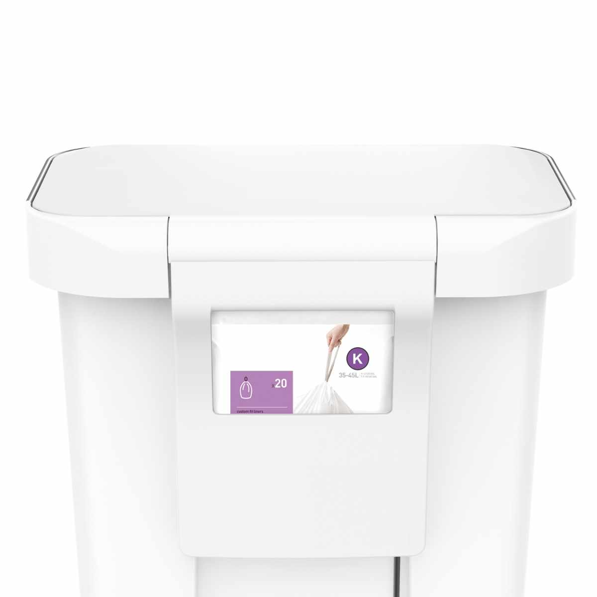 ゴミ箱 45L 正規品 simplehuman プラスチックレクタンギュラ-ステップカン ( ごみ箱 4.5リットル シンプルヒューマン ペダル メーカー保証付き ふた付き キッチン 抗菌加工 ステンレス 袋が見えにくい 指紋が付きにくい ) 【ホワイト】 ホワイト