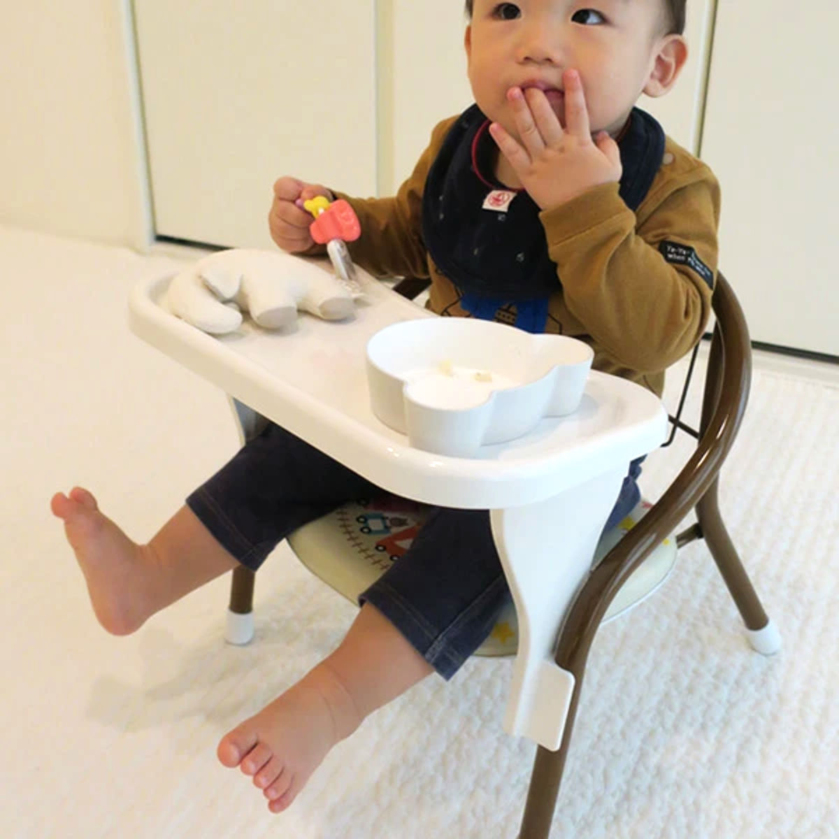豆イス用テーブル N ミニチェア用テーブル 日本製 ( 机 テーブル 設置 豆いす ミニチェア ベビーチェア 用 簡単 子供用机 キッズテーブル 豆椅子 後付け 白 ホワイト )