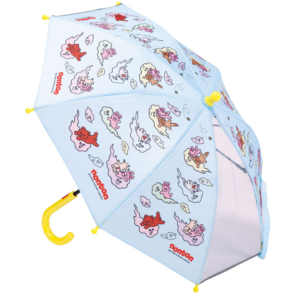 子供傘 35cm ノンタン （ 子供用 窓付き 傘 かさ カサ 手開き式 名前札付き 安全カバー付き 小さい 小さめ 幼稚園 保育園 雨具 かわいい