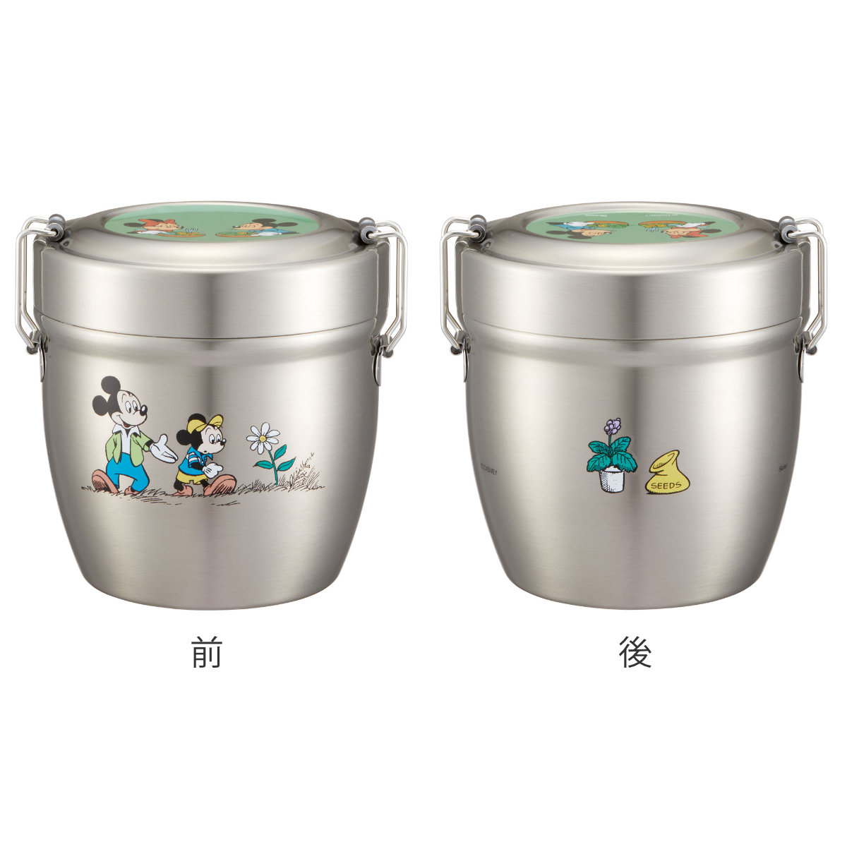 弁当箱 保温 丼 抗菌 550ml 真空ステンレス 保温弁当箱 ミッキーマウス グリーンワールド ( ミッキー 保冷 ランチジャー 保温ジャー 銀 AG ランチポット お弁当箱 ランチボックス 丼ぶり 二段 真空二重構造 )
