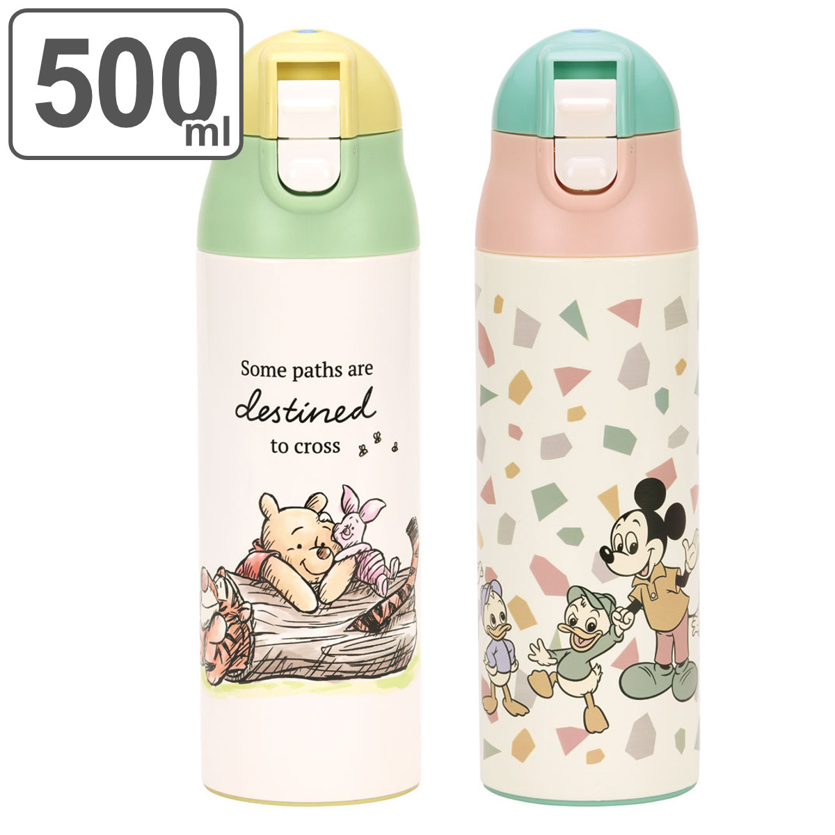 水筒 調乳用 500ml ステンレスボトル 超軽量 キャラクター （ くまのプーさん ミッキーマウス すいとう 調乳用ボトル ワンタッチ 500 マ
