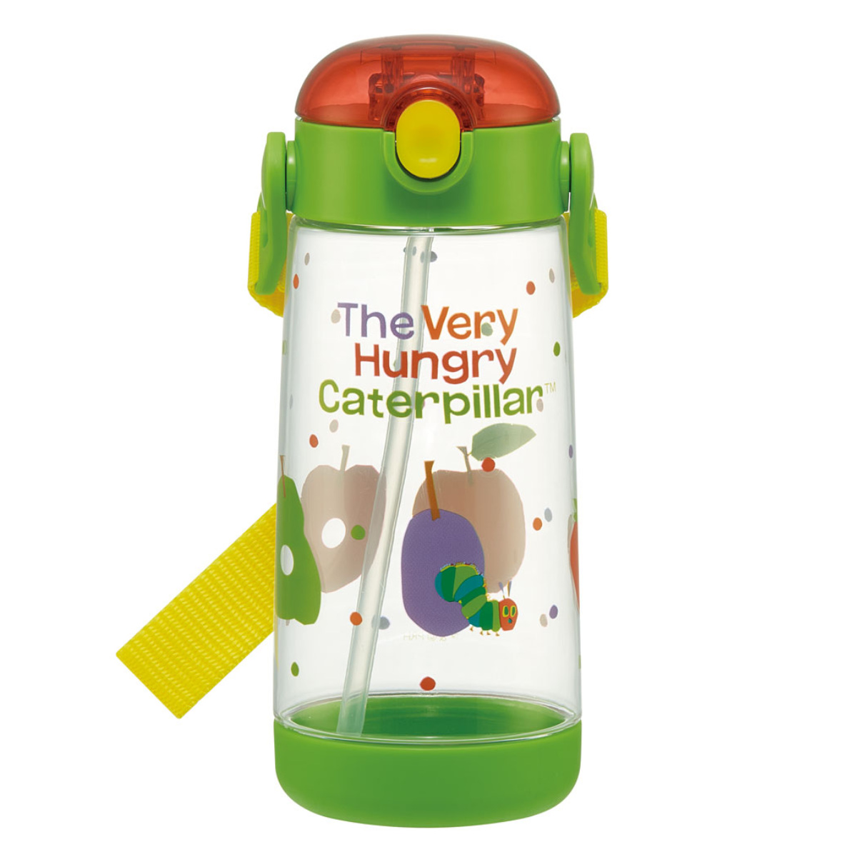 Dショッピング 水筒 キッズ 480ml 抗菌 直飲み プラスチック キャラクター はらぺこあおむし カーズ プリンセス トイストーリー アナと雪の女王 すいとう ストロー付き ワンプッシュ ボトル 直のみ 可愛い 透明 クリア 広口 マグボトル はらぺこあおむし