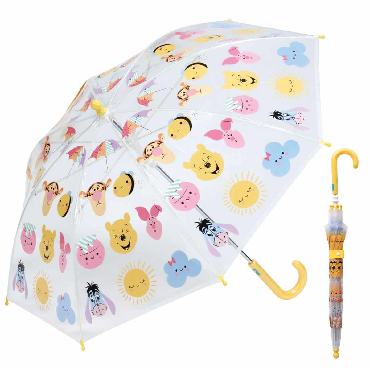 傘 子ども用ビニール傘 45cm キャラクター ( ミッキーマウス ディズニープリンセス カーズ アナと雪の女王 くまのプーさん 星のカービィ ガチャピンムック 子供用 かさ 手動開閉式 長傘 安全カバー付き 名前札付き レイングッズ ) 【ミッキーマウス】 ミッキーマウス