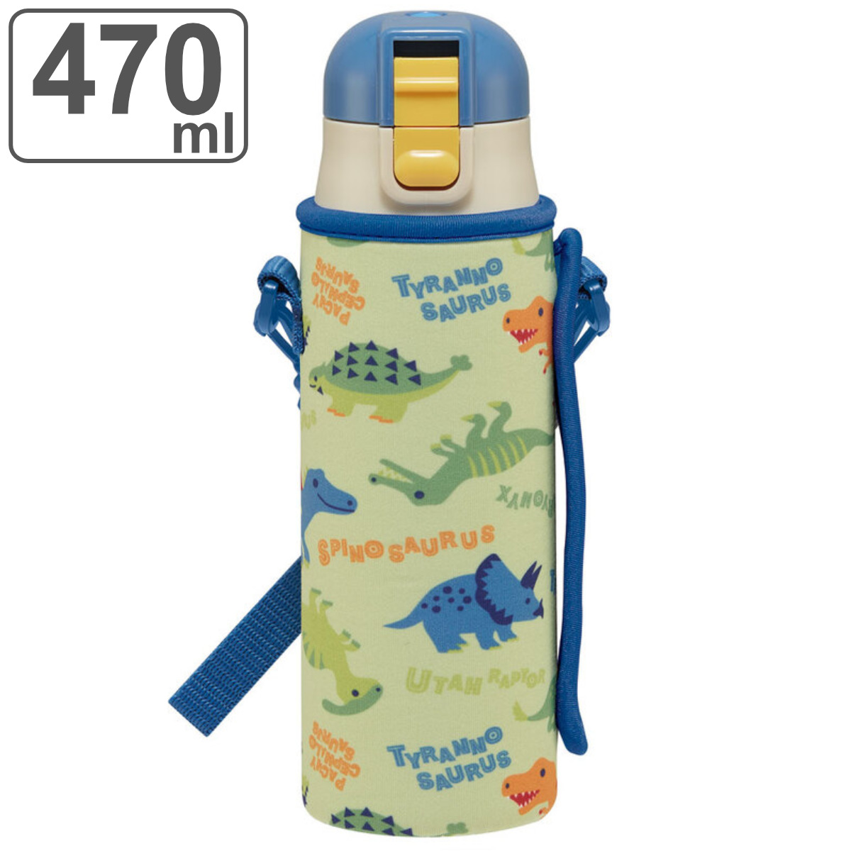 水筒 ダイレクトステンボトル 470ml カバ―付き キャラクター ( 直飲み 保冷 ステンレスボトル ワンプッシュボトル 子供 恐竜 幼稚園 保育園 子供用水筒 超軽量 ダイレクトボトル 子ども キッズ )
