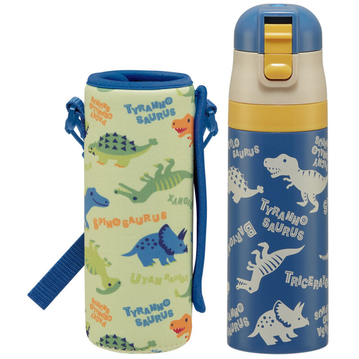 水筒 ダイレクトステンボトル 470ml カバ―付き キャラクター ( 直飲み 保冷 ステンレスボトル ワンプッシュボトル 子供 恐竜 幼稚園 保育園 子供用水筒 超軽量 ダイレクトボトル 子ども キッズ )