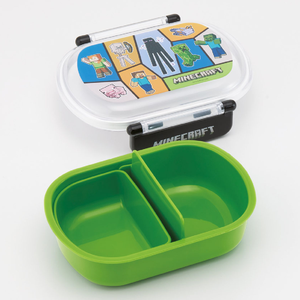 弁当箱 1段 360ml 抗菌ふわっとタイトランチ マインクラフト25 ( マイクラ ランチボックス 食洗機対応 レンジ対応 抗菌 日本製 ドーム蓋 キッズ 子供 食洗機OK レンジOK お弁当 弁当 一段 2点ロック 銀 AG 抗菌加工 )