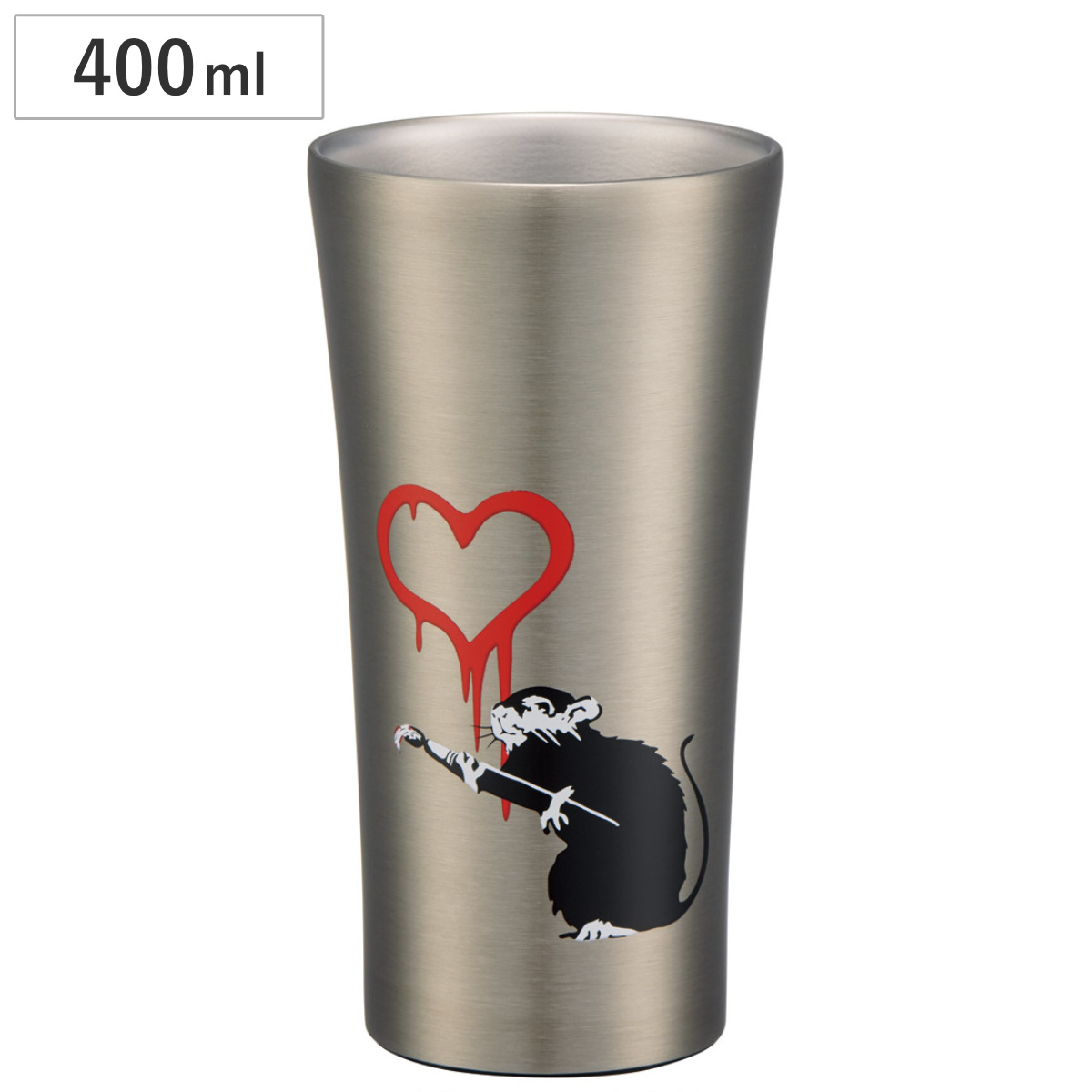 タンブラー 400ml バンクシー ステンレス （ ステンレスタンブラー ステンレス製 保温 保冷 カップ コップ 真空二層構造 コーヒー 珈琲 紅茶 デスクワーク アイス ホット シンプル ）